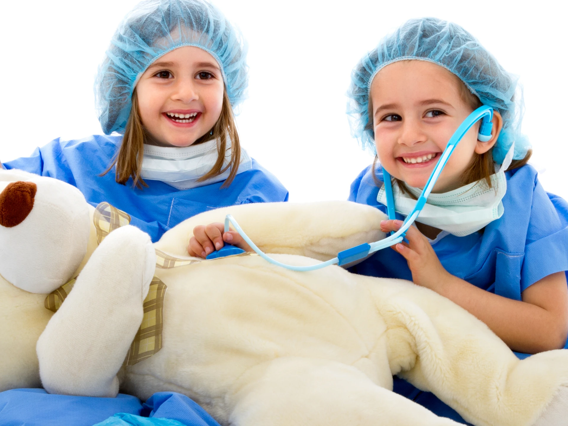 peadiatric first aid course kids dressed as doctors with teddy